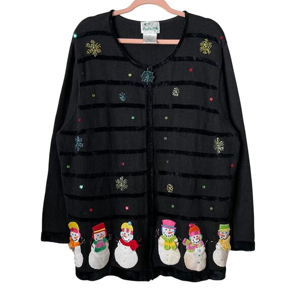 Vintage The Quackers Factory Sweater Womens 2X Christmas Holiday Snowman Grandma - Picture 1 of 12